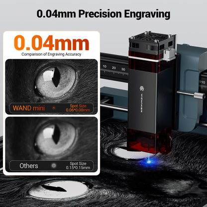 WIZMAKER Wand MINI 3.5W Laser Engraver, Beginner DIY Wood, Leather, Paper, MDF, Acrylic Engraving Machine, 135×145mm, WiFi/USB/Hotspot, LaserGRBL 3500mW