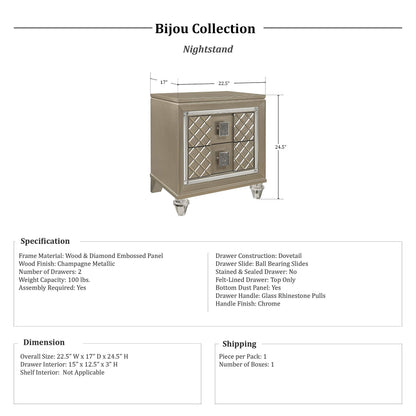 Lexicon Bijou Nightstand, Champagne