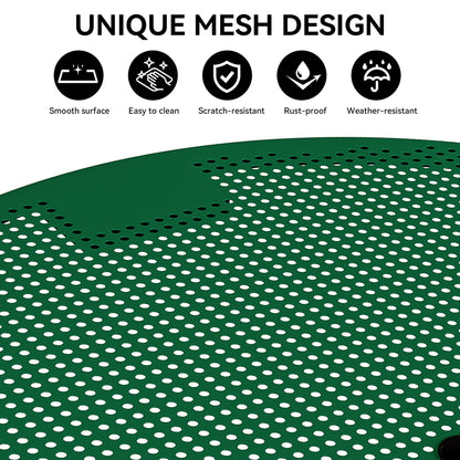 YITAHOME Coated Steel Picnic Table, 46" Heavy Duty Outdoor Picnic Table w/Sturdy Steel Frame & Umbrella Hole for Yard Patio Lawn Party, Round, Green