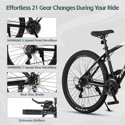 AVASTA 27.5-inch Mountain Bike for Man Male and Woman Female Adult with Lightweight Aluminum Alloy Frame and Dual Disc Brakes,Front Suspension,21-Speed Gear Shifters,Hidden Brake Cables,Color White