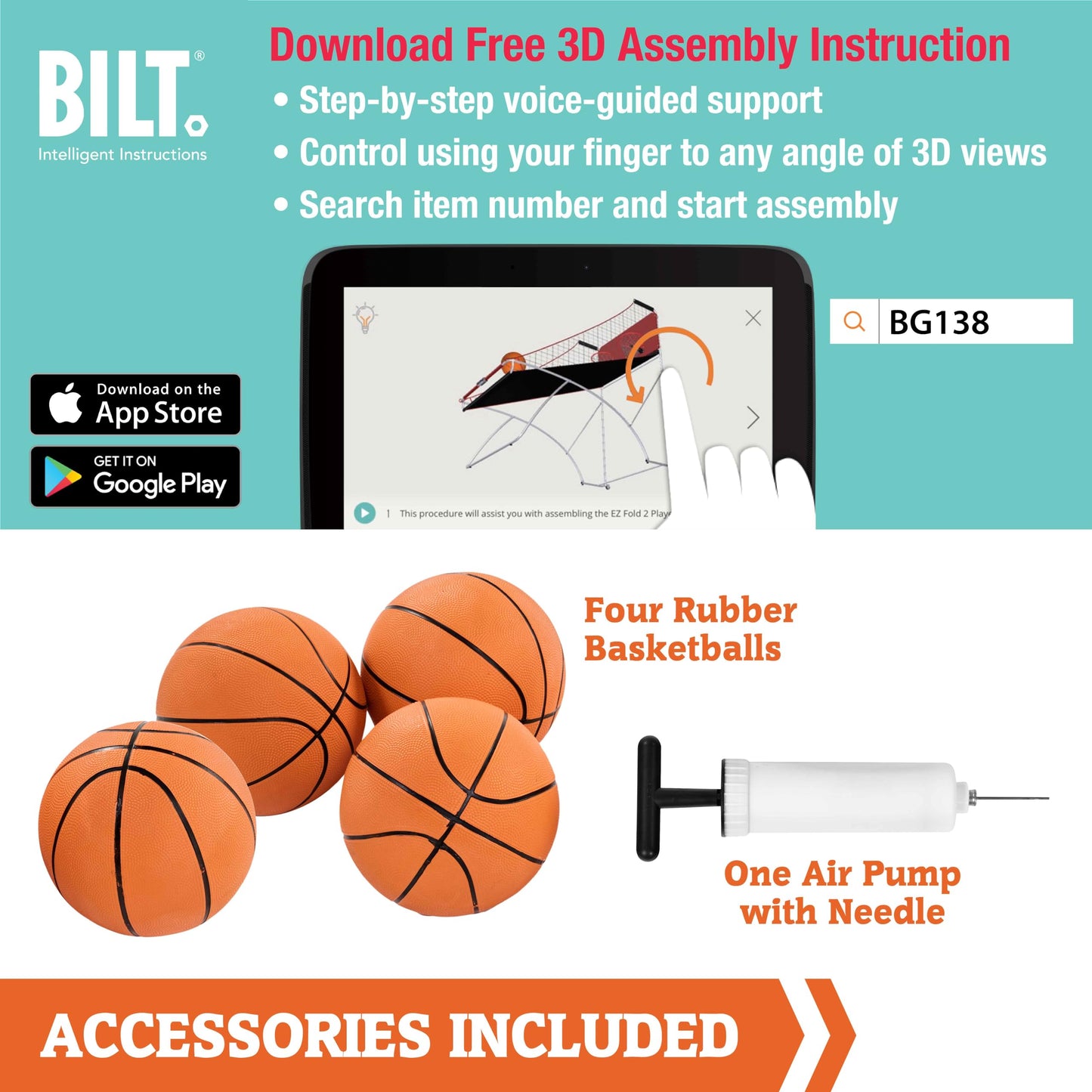 Hall of Games EZ Fold Premium Indoor Arcade Basketball Game, Steel Frame and Dual Shot Electronic Scoring with 4 Size 3 Basketballs Included, Perfect for Basement Game Rooms