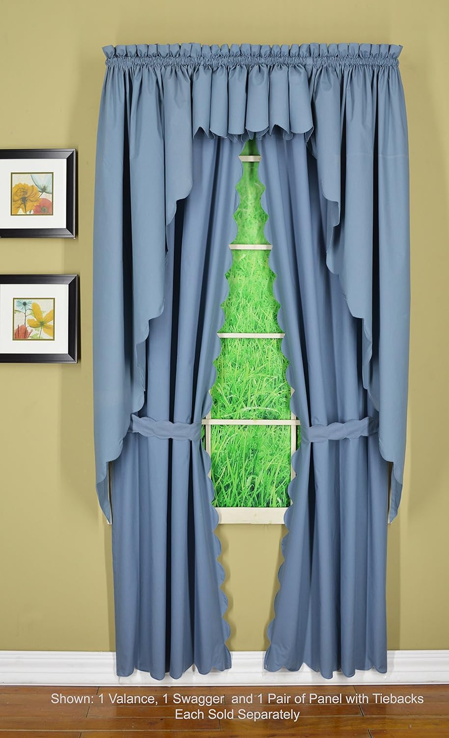 Today's Curtain Orleans Scallop Curtain, Blue 63" Swagger Pair, 80" W x 63" L