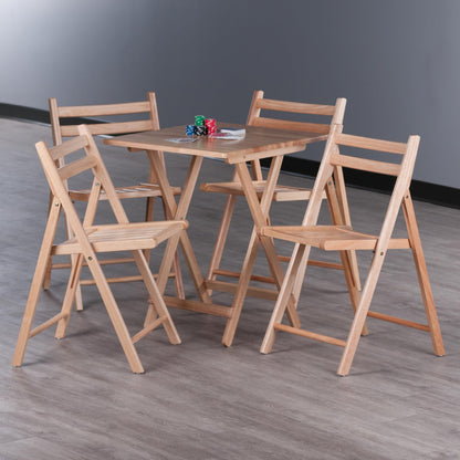 Winsome Delaney 5-PC Set Folding Table and Chairs Natural Finish