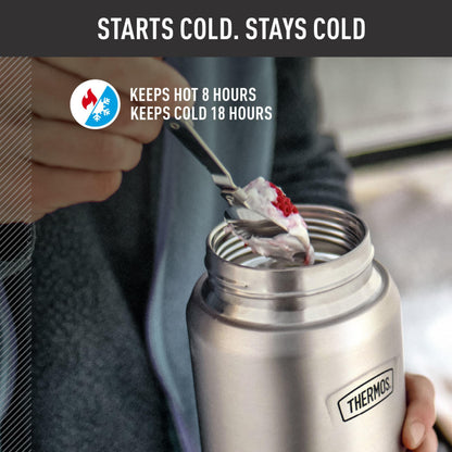 THERMOS ICON Stainless Steel Food Jar with Spoon, 12 Ounce, Light Blue