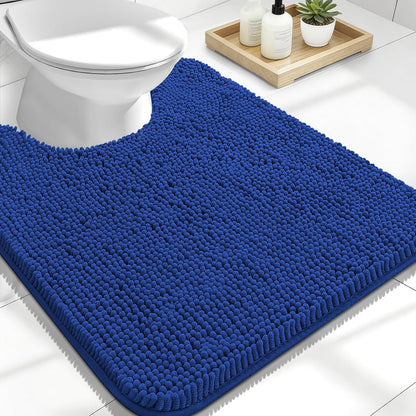 OLANLY U-Shaped Toilet Rug - Extra Soft, Absorbent Chenille Bath Mat | 24x20, Royal Blue, Machine Washable