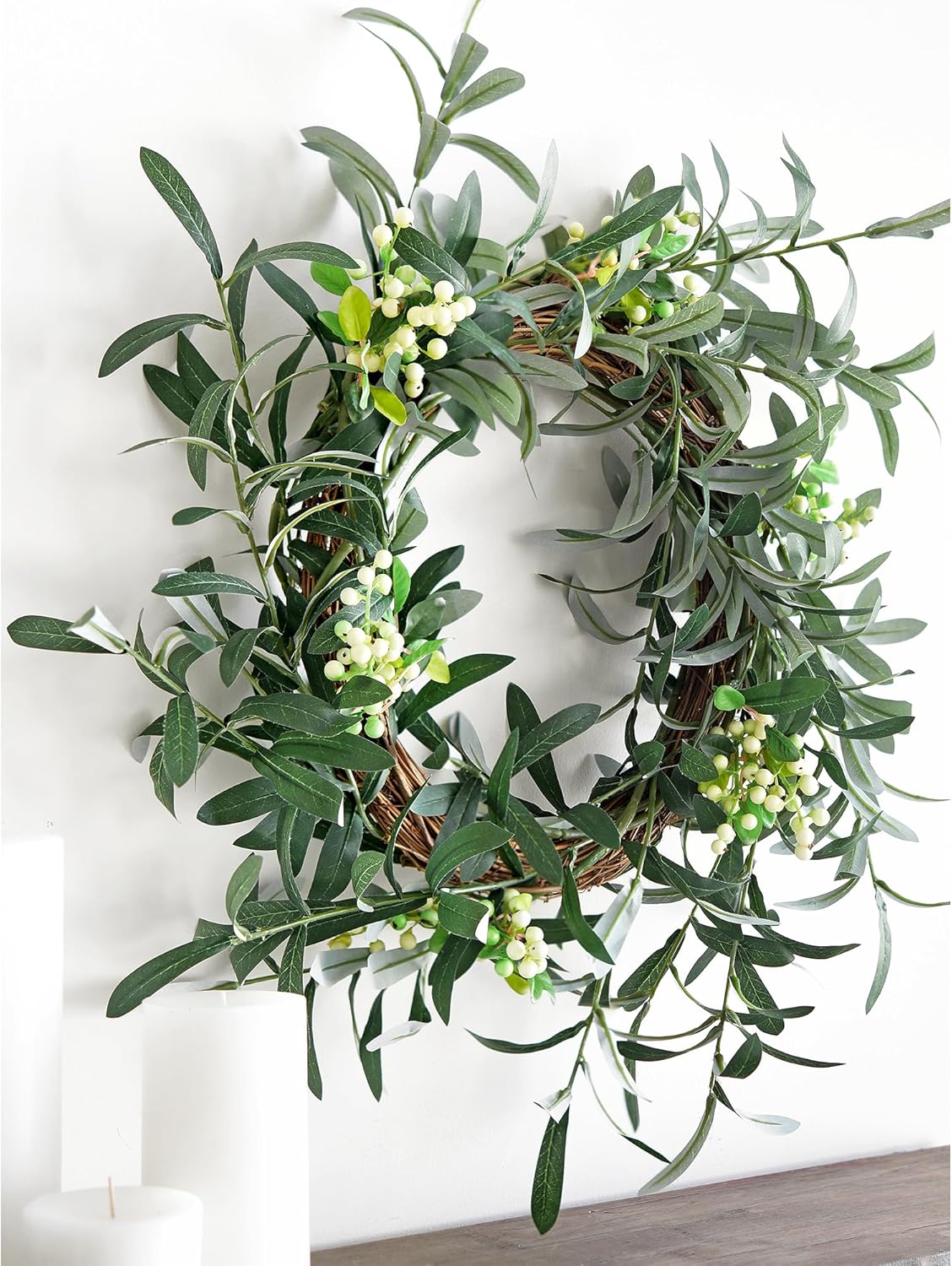 FiveSeasonStuff Lifelike Olive Branches - Premium 30-inch Faux Greenery with Realistic Leaves for Home and Events