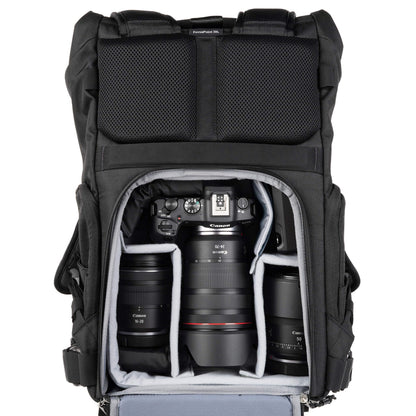 Think Tank FocusPoint 30L RollTop Camera Backpack - Greenway: Expandable Travel & Camera Backpack with Laptop Sleeve, Quick Side and Back Access, Rain Cover – Versatile Photography & Travel Bag