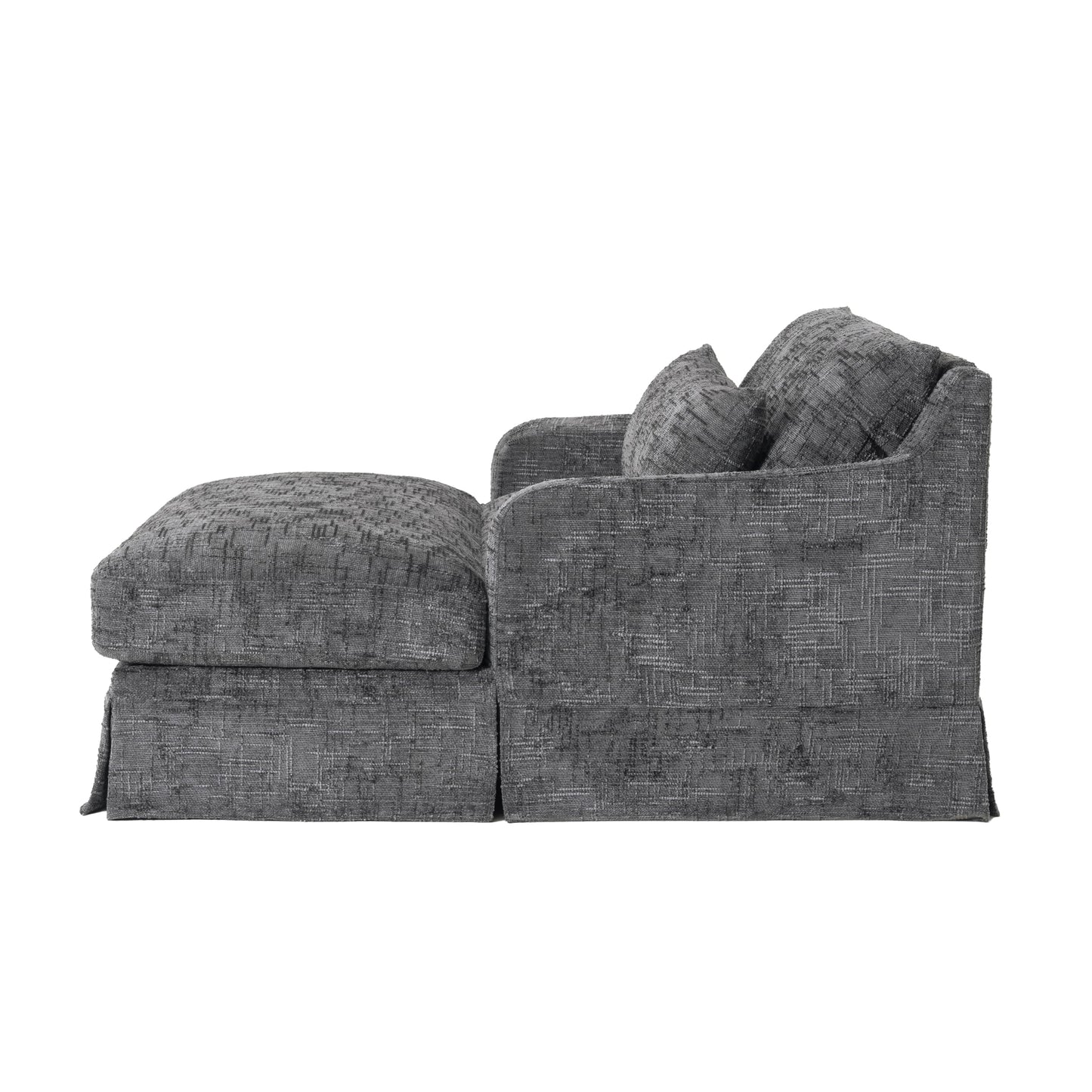 Merax Modern Indoor Chaise Lounge with Pillows, Oversized Chenille Upholstered Sleeper Sofa Bed with Armrests for Living Room, Apartment, Grey
