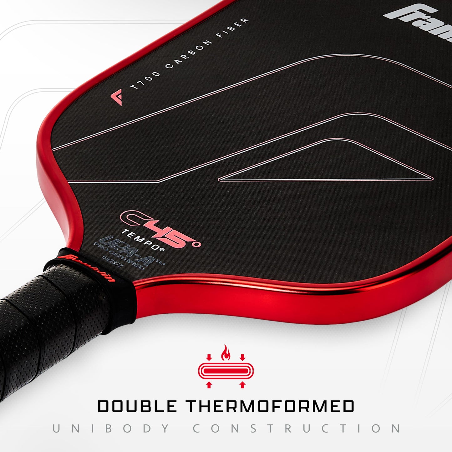 Franklin Sports PRO Pickleball Paddles – C45 Carbon Fiber Series - Official USAP + UPA Approved – Pro Player Design, TEMPO 16MM RED