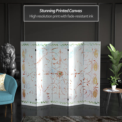 Red Lantern 5 ft. Tall Winter's Peace Canvas Room Divider 5 Panel Freestanding Folding Privacy Screen, Partition, and Separator for Modern and Contemporary Bedroom, Home Office, Studio, Dorm