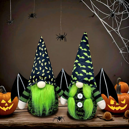 Dylayos Halloween Gnomes Decorations for Home, Set of 2 Plush Bat Wing Gnomes, Handmade Tomte Gnome Dolls for Halloween Decor, for Women, Christmas, Party