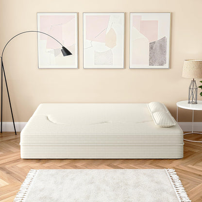 BAYYELL 78" Full Size Convertible Sofa Bed, 2-in-1 Folding Floor Couch with 2 Pillows, Sleeper Sofa for Living Room and Bedroom, No Assembly Required (Beige, Corduroy Fabric)