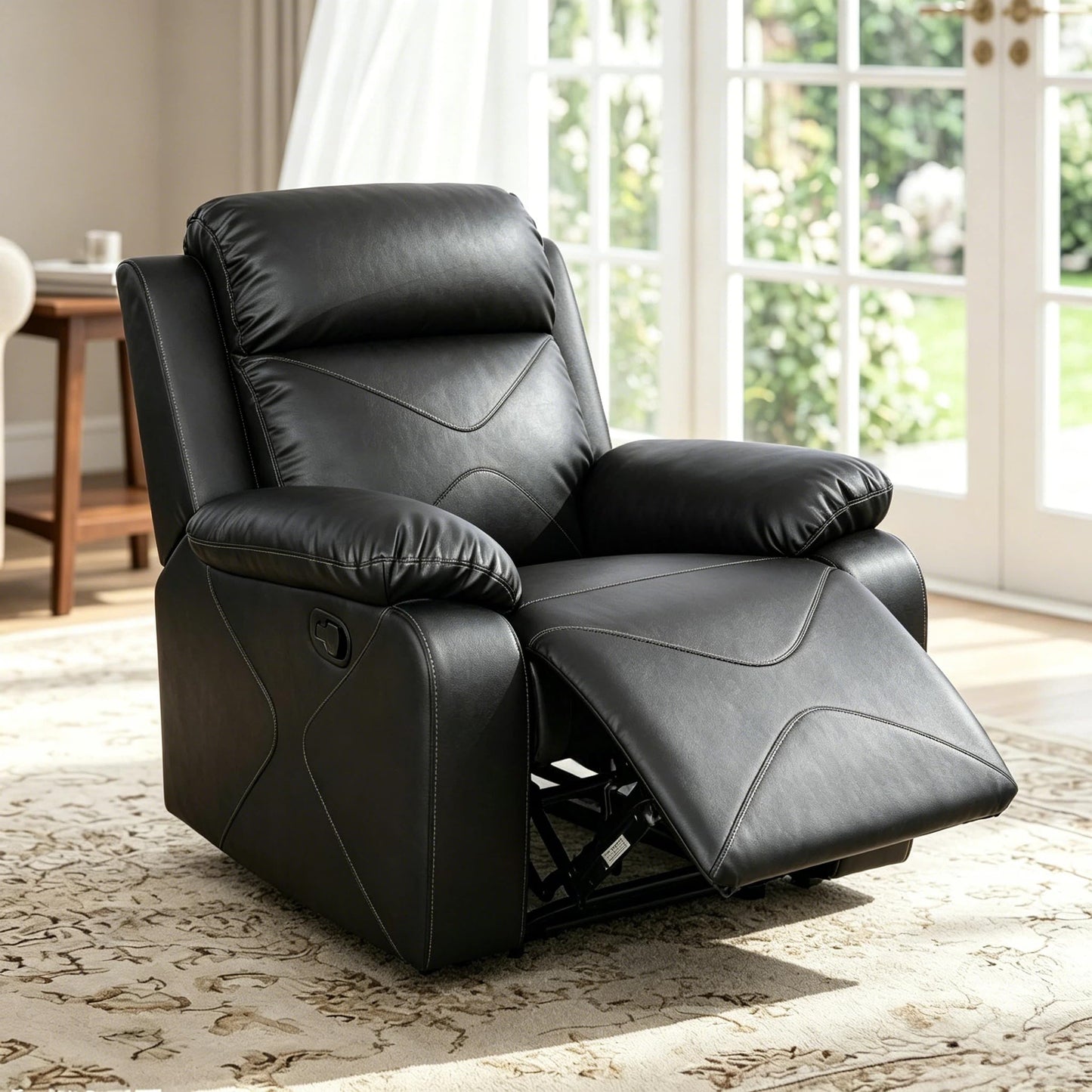 Trygoal Manual Recliner Chair, Nursery Rocking Chair, Lazy Boy Recliner Chair for Adults, Gaming Recliner wih Overstuffed Arms, Suitable for Home Theater, Living Room, Bedroom, Black