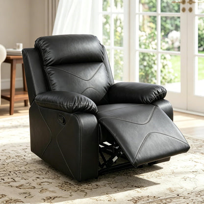 Trygoal Manual Recliner Chair, Nursery Rocking Chair, Lazy Boy Recliner Chair for Adults, Gaming Recliner wih Overstuffed Arms, Suitable for Home Theater, Living Room, Bedroom, Black