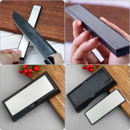 Diamond Sharpening Stone Set & Knife Sharpener Whetstone Kit, Double-Sided 400/1000 Grit Plate with Non-Slip Base & Angle Guide, Portable 3000 Grit Honing Tool for Kitchen Ceramic Knives