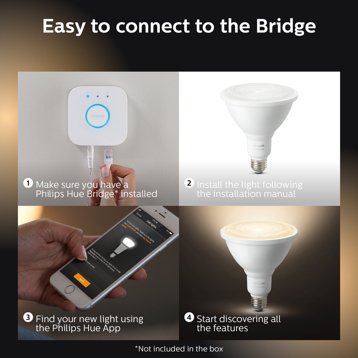 PHILIPS Hue Smart 100W PAR38 LED Bulb, 2 Pack, White & Color Ambiance Color-Changing Light, 1300LM, E26, Outdoor Light Bulbs, Control with Hue App, Works with Alexa, Google Assistant and Apple Homekit