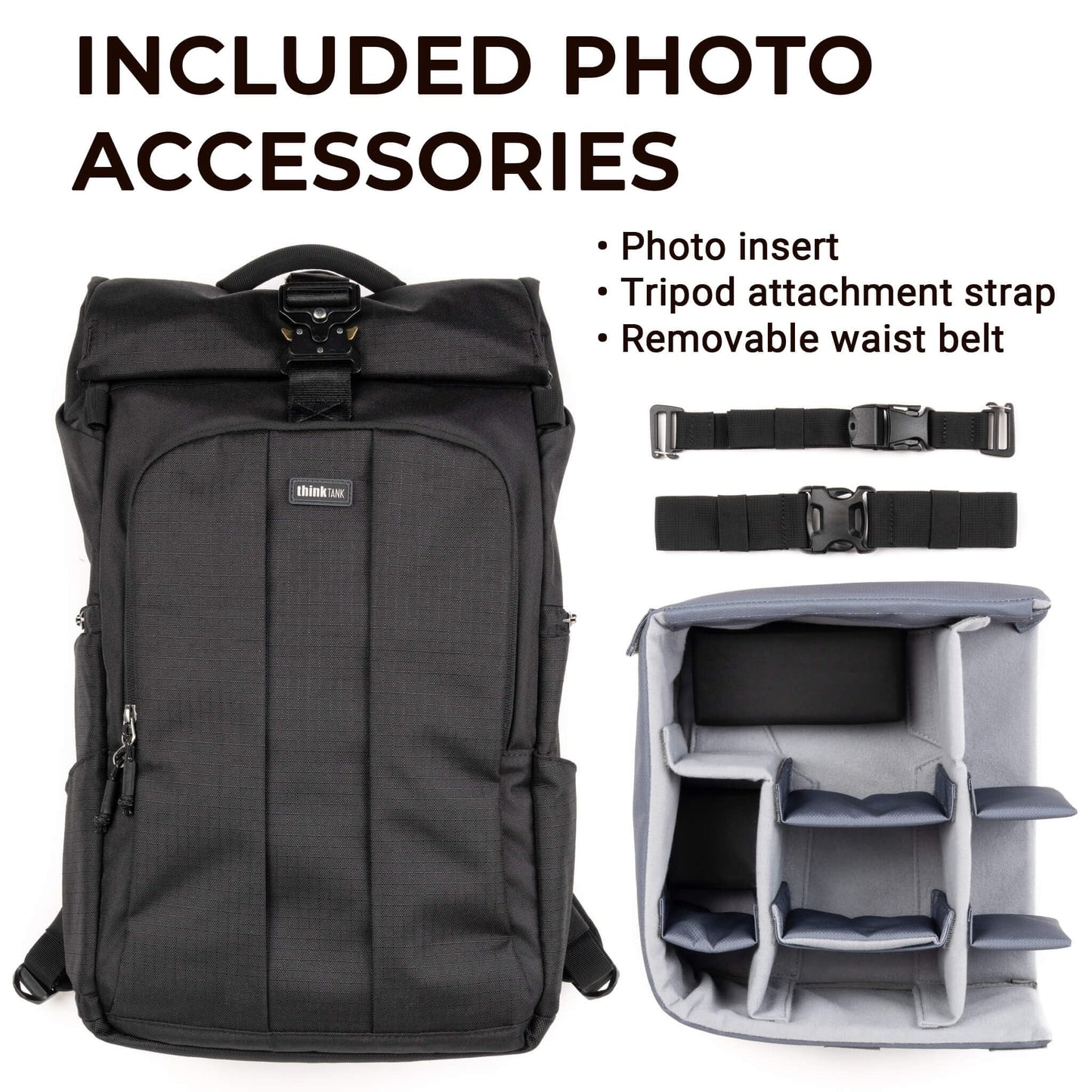 Think Tank FocusPoint 30L RollTop Camera Backpack - Greenway: Expandable Travel & Camera Backpack with Laptop Sleeve, Quick Side and Back Access, Rain Cover – Versatile Photography & Travel Bag