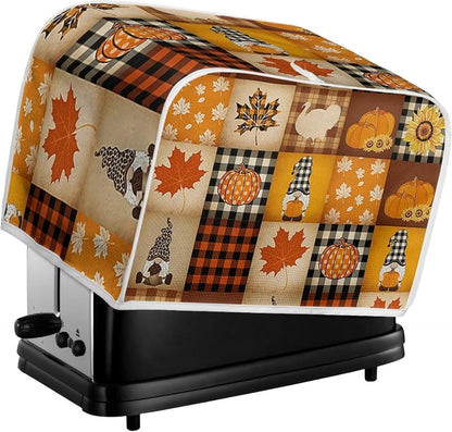 UNICEU Autumn Pumpkins Maple Leaves 4 Slice Toaster Covers, Fall Harvest Kitchen Dust Protector