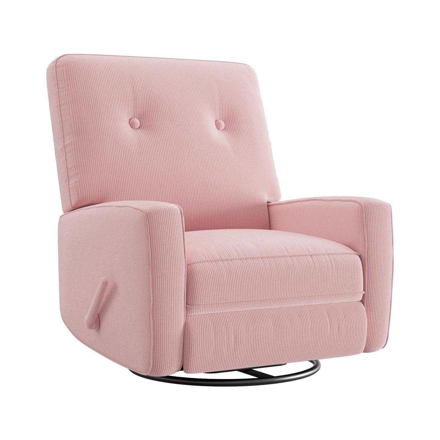GarveeHome Recliner Chairs, Swivel Rocker Recliner, Glider Recliner Nursery Chair for Adults, 360° Swivel Glider Rocking Chair for Living Room, Bedroom, Office, RV, Small Spaces, Corduroy, Pink