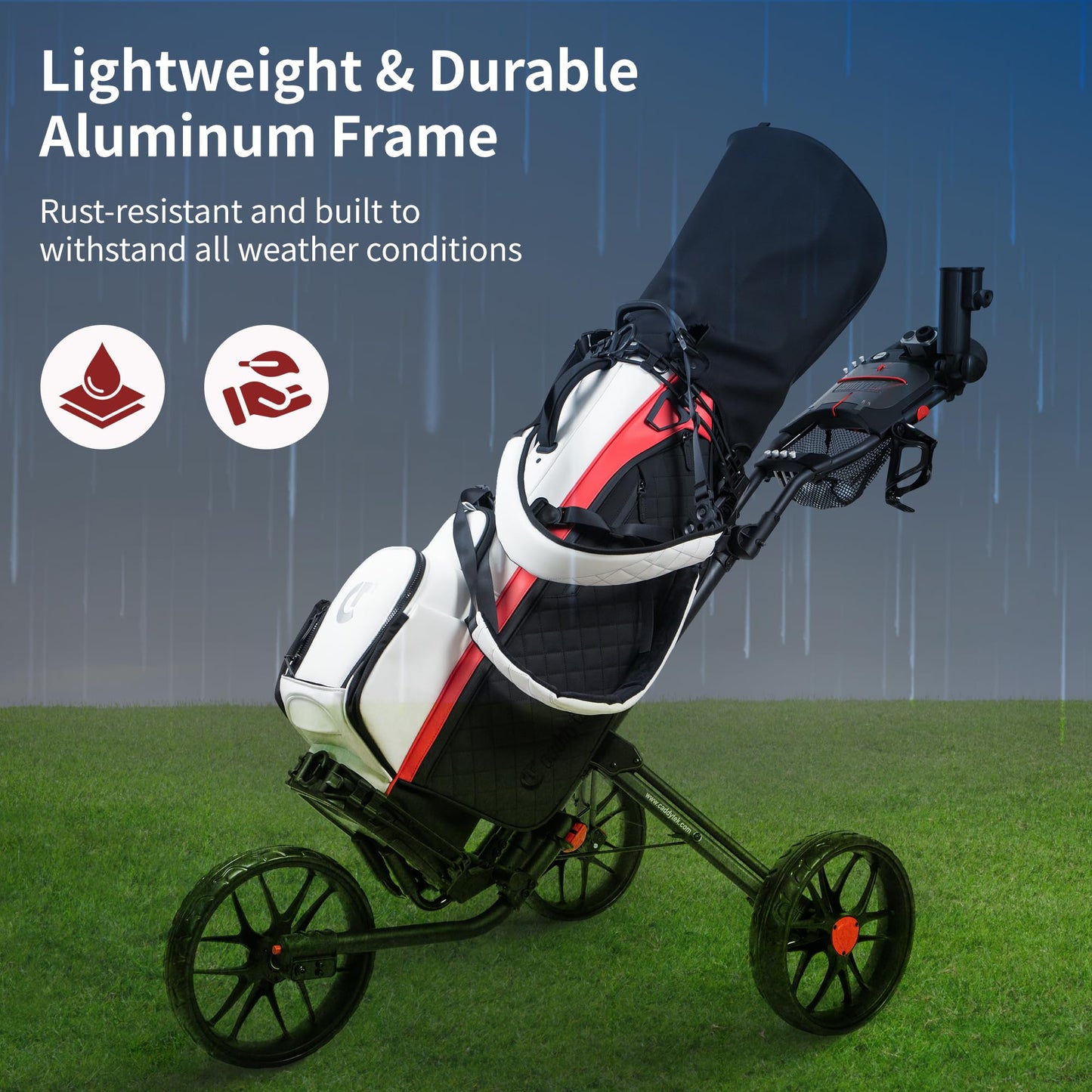 Caddytek CaddyLite 15.3 V2 Golf Push Cart - Lightweight Foldable Aluminum Cart with EVA Wheels, Foot Brake, Adjustable Handle, Umbrella Holder, Drink Holder, Scorecard Holder