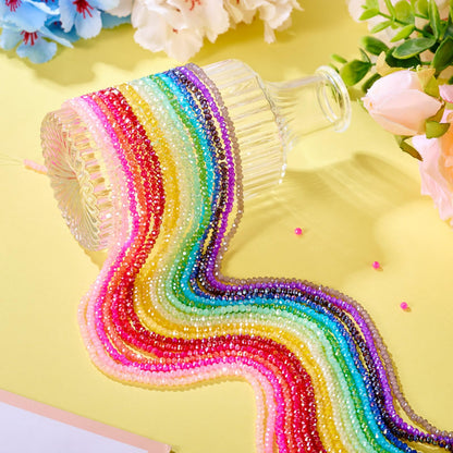 Beadthoven 2736pcs 3mm Faceted Round Glass Beads AB Color Crystal Glass Beads Strands Rainbow Briolette Rondelle Crystal Beads Spacers for Jewelry Making Bracelets Necklaces Earrings DIY Crafts