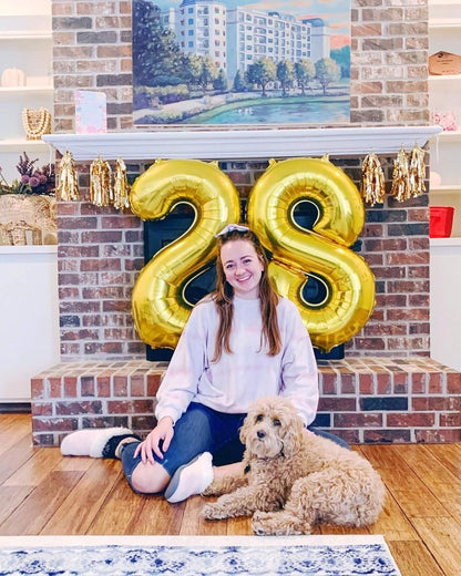 Lovoir 40 Inch Large Gold Number 2 Balloon: Jumbo Size Mylar Foil Helium Balloons for Birthday Party Decorations