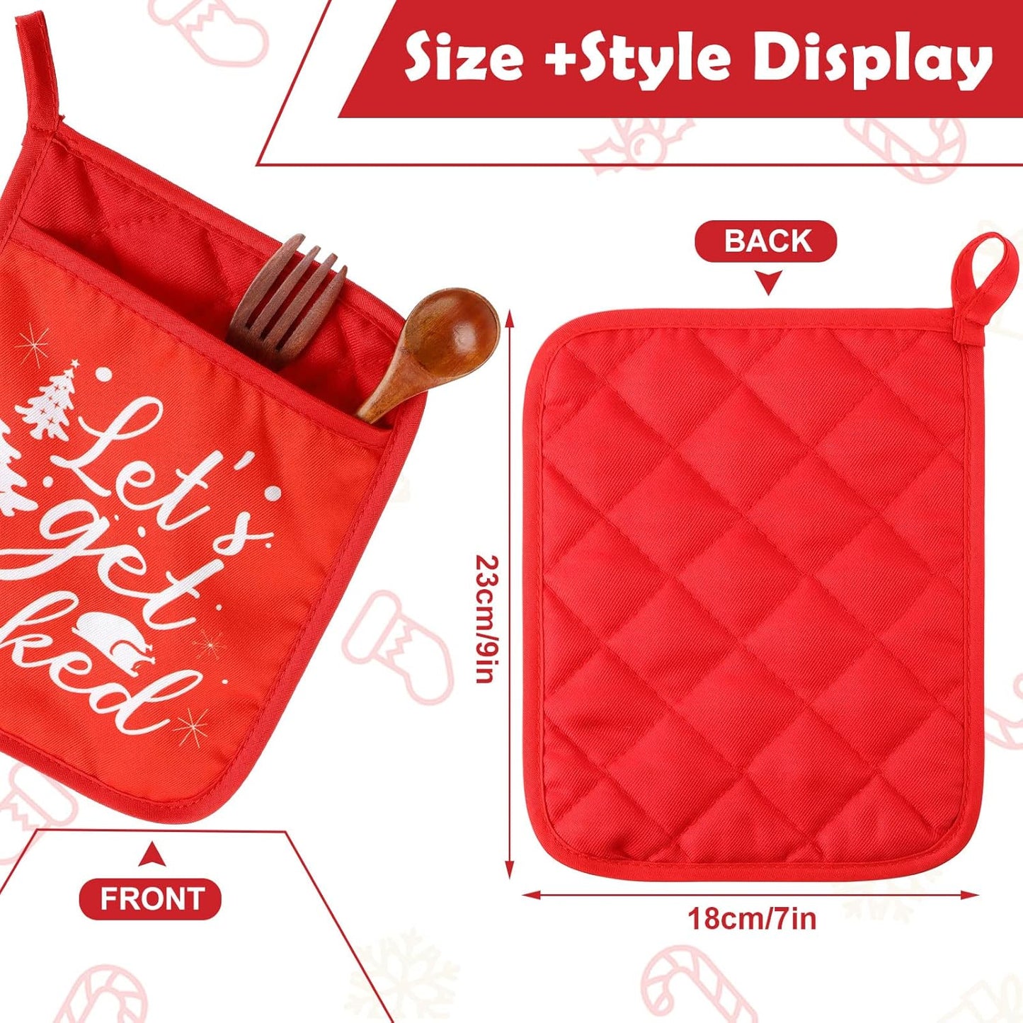 WILLBOND 12 Pieces Christmas Pot Holders, Funny Heat Resistant Oven Mitts for Baking Cooking (Christmas)