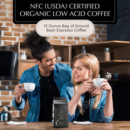 Lifeboost Organic Espresso Ground Coffee - Non-GMO Low Acid Single Origin USDA Shade Grown Organic Espresso Coffee - Third Party Tested For Mycotoxins & Pesticides 12oz Bag