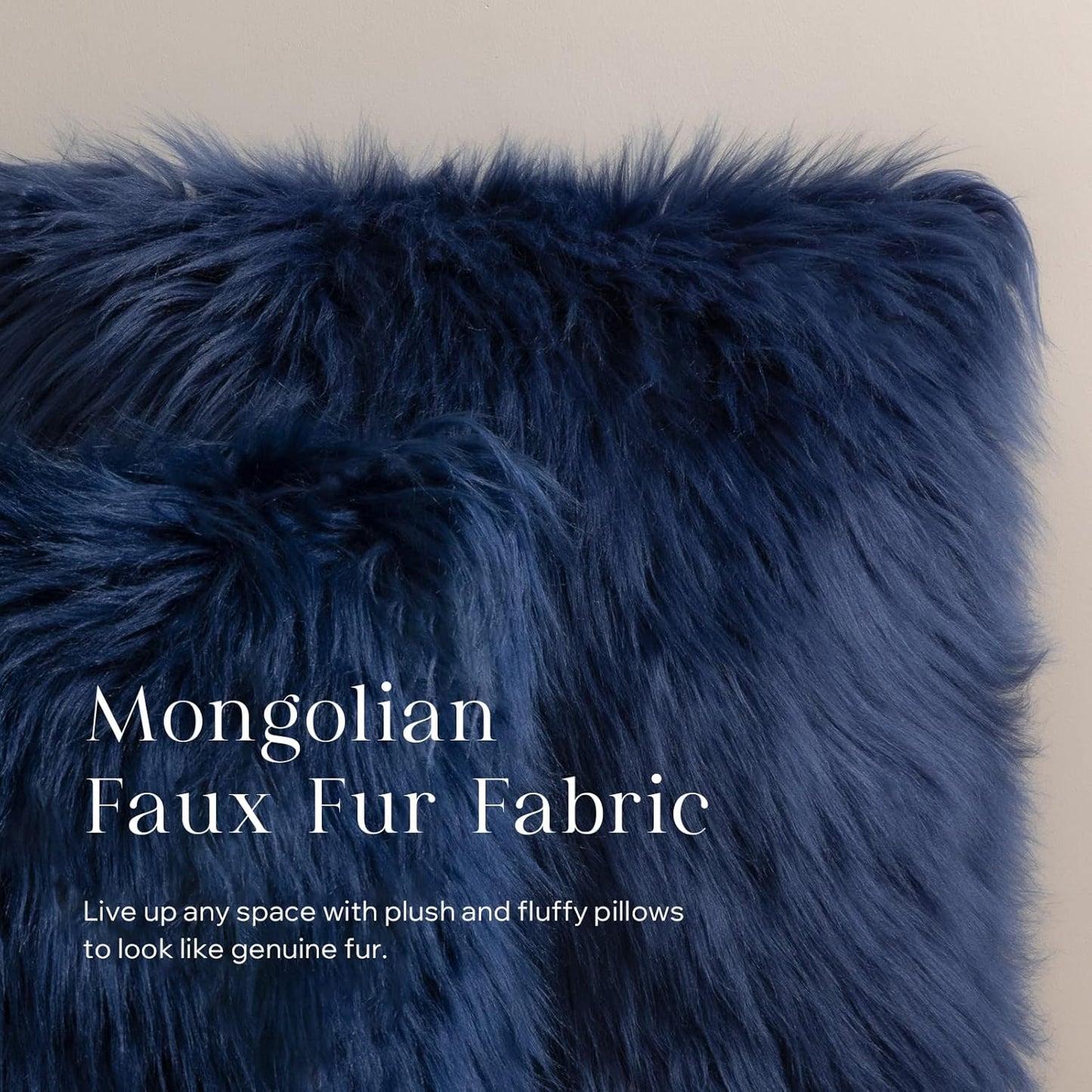 Phantoscope Pack of 2 Faux Fur Solid Throw Pillow Covers, Navy Blue, 18 x 18 Inches