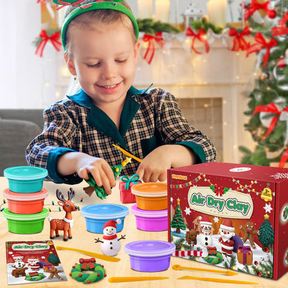 ESSENSON Air Dry Clay Christmas Crafts Kit, 36 Colors DIY Modeling Clay Craft Set with Accessories, Christmas Stocking Stuffers for Kids, Xmas Gift for Girls Boys