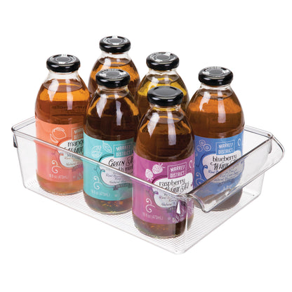 iDesign Linus Plastic Fridge and Freezer Storage Organizer Bin with Handle, Clear Container for Food, Drinks, Produce Organization, 8" x 11.5" x 3.5", Clear