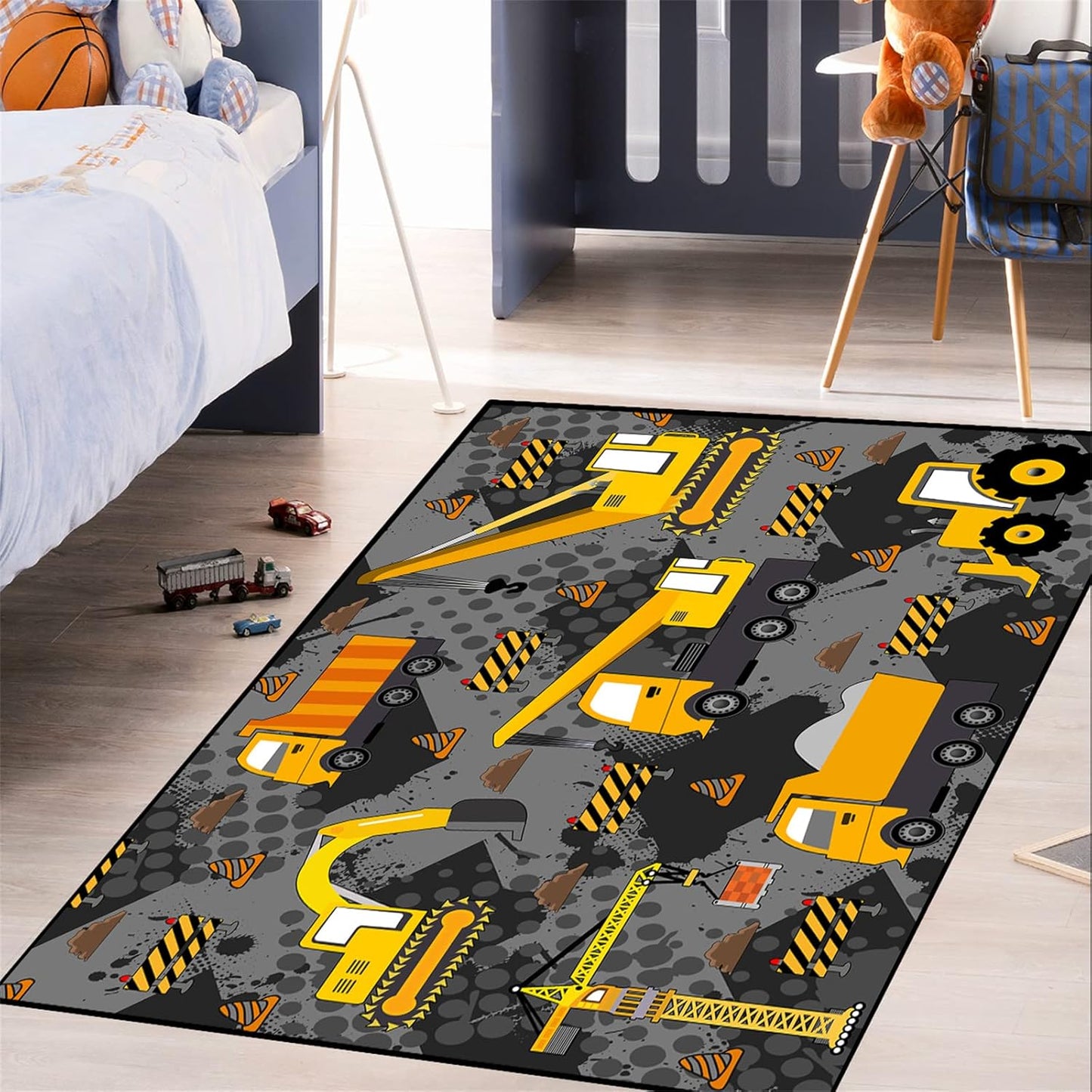 2'5''4' Construction Rugs for Boys Room Play Mat for Cars and Trucks PlayMat Kids Rugs for Playroom Car Carpet for Kids
