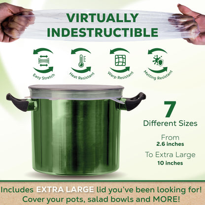 unwasted Reusable Silicone Lids (Variety Pack) – Upgrade Your Kitchen Gadgets with Our Covers for Food Storage – Reusable Silicone Stretch Lids and Food Covers for Containers (Pack of 7)