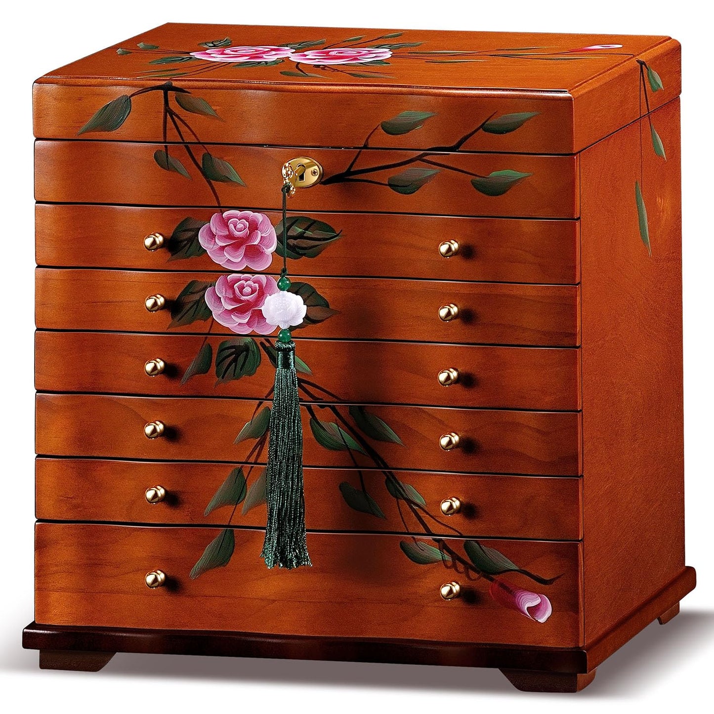 Xloverise Hand-Painted Wooden Jewelry boxes for women,large jewlrey box&organizers for necklace hanger,jewerly organizer,9-layer large capacity jewelry storage box,jewelry cabinet