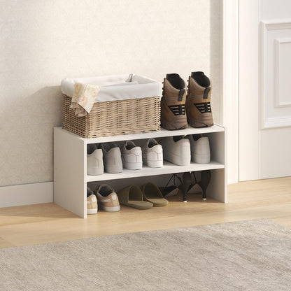 Furinno FANO Shoe Rack, 24-Inch Width 2-Tier Shoe Organizer, Stackable Shoes Storage, 11.7 x 24.2 x 11.7, for Closet Entryway, Office, Garage, White