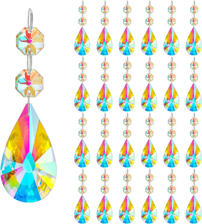 25pcs 50mm kanpura Crystal Prisms Chandelier Suncatcher Beads Replacement Colorful Hanging Crystals for Chandeliers