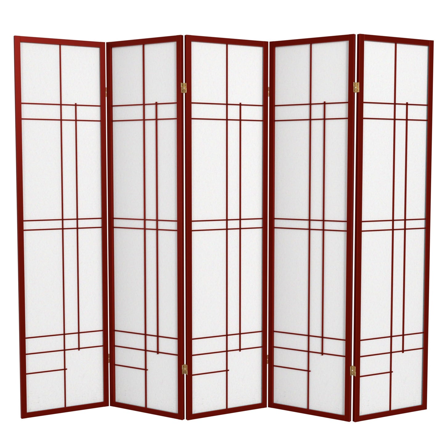Red Lantern 6 ft. Tall Eudes Shoji Screen - Rosewood - 5 Panels
