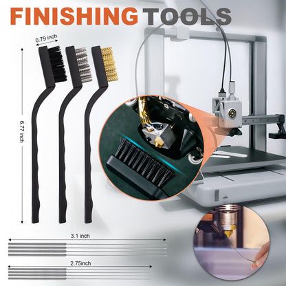Tinytrees 3D Printer Tool Kit - 30pcs 3D Printing Accessories for FDM & SLA Printers, Nozzle Cleaning Needles, Scrapers, Files, Brushes, Tweezers, Cutter, Carving Knife, Grinding Rods