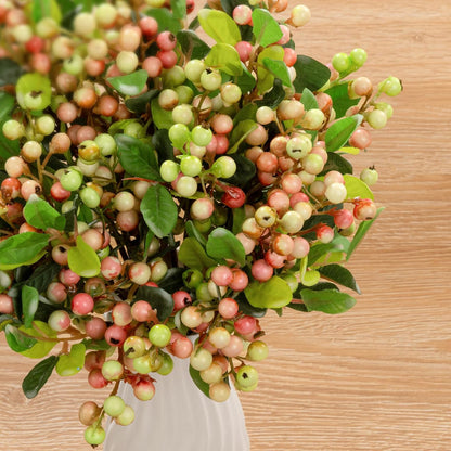 20 9.8 inch SHACOS Artificial Pink Berry Stems PCS Fake Berries Branches Spray with Green Leaves Small Berry Picks