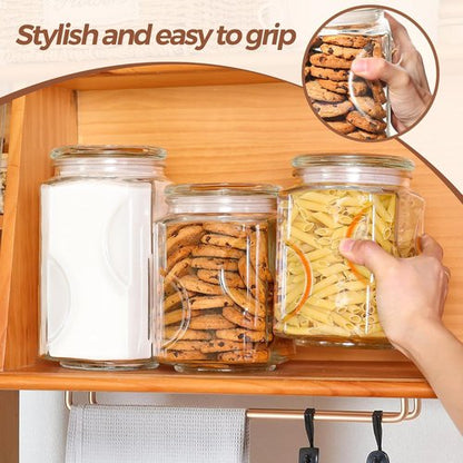 ComSaf 64 oz Glass Jar Set - Airtight Storage Containers with Lids for Kitchen & Pantry | Set of 2