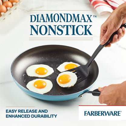 Farberware Cookstart DiamondMax Nonstick Frying Pan/Skillet, 12 Inch, Dishwasher Safe, Aqua