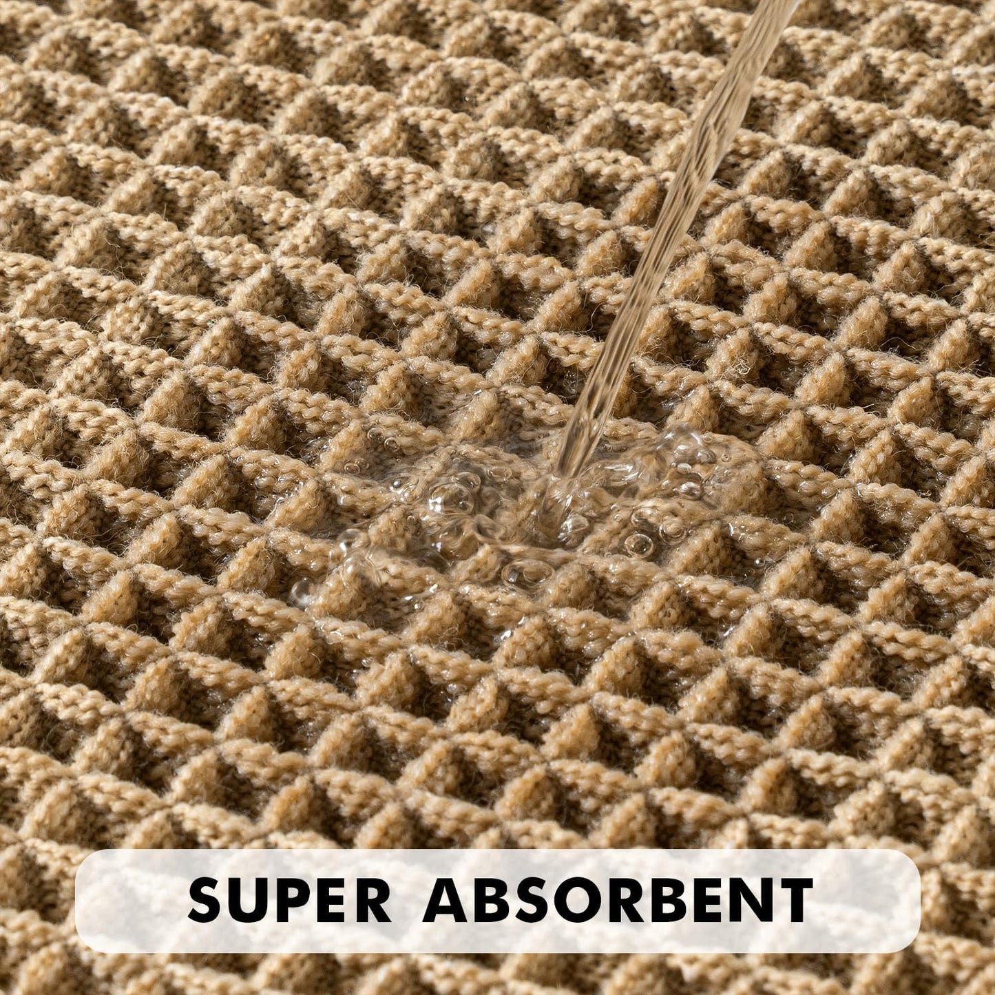 MIULEE Waffle Bathroom Rugs Set of 2 - Non-Slip, Super Absorbent & Ultra Soft | Brown, 18x30 Inch