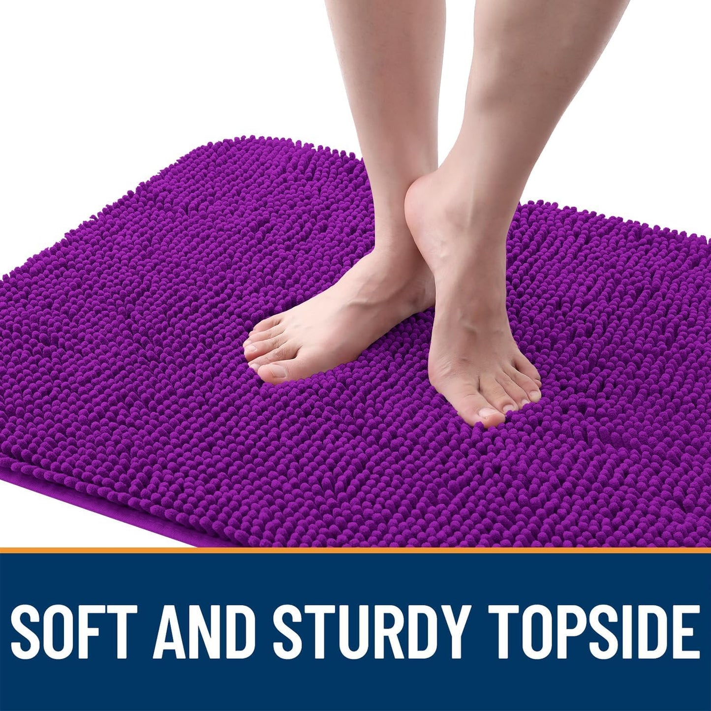 OLANLY Dog Door Mat - Absorbent Non-Slip Mud Mat for Indoor Use | Quick Dry Chenille, 50x30, Purple