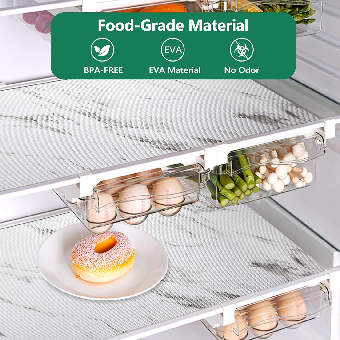 Shelf Drawer Liner for Kitchen Cabinet, Non-Slip Waterproof Oil-Proof Refrigerator Liners, Easy to Clean EVA Material,