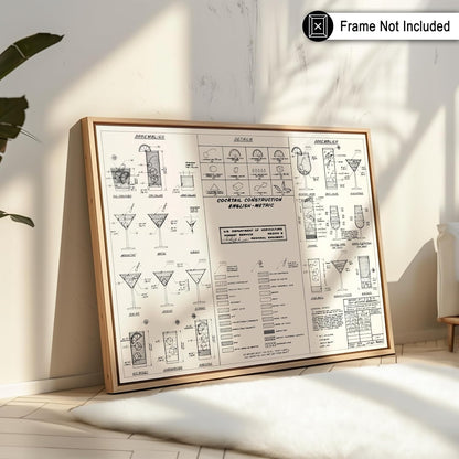 11x14 Poster Master Cocktail Construction Chart Poster - Retro Cocktail Print - Alcohol Art - Bar Cart Design