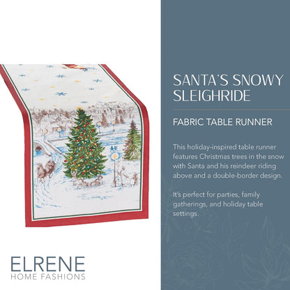 13 Inches 70 Inches Elrene Home Fashions Santa Snowy Sleighride Holiday Fabric Table/Console Runner, x