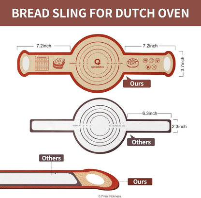 Skiennix Silicone Sourdough Bread Sling Mat - Non-Stick Baking Slings for Dutch Oven | 2-Pack, Durable & Reusable