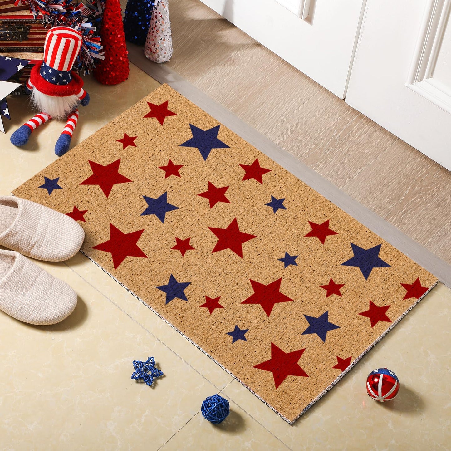 Frienda 9 Pcs 4th of July Stencils for Door Mats Reusable Welcome Templates Large Stencils for Drawing DIY Painting on Wood Floor Doormat Crafts (Various Sizes)