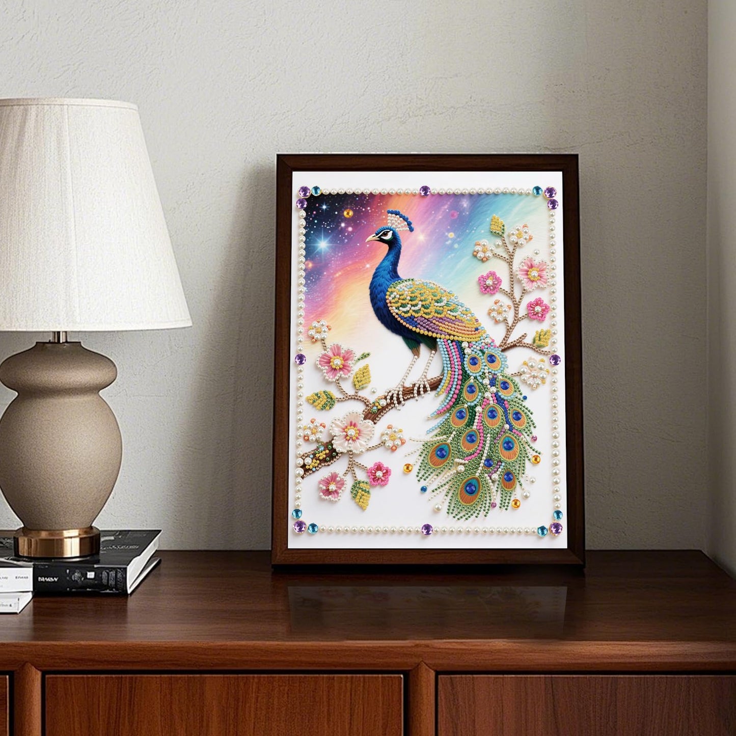 WSLWXSHM Pearl Diamond Painting Kits for Adults Peacock, 5D Special Shape Diamond Art Kits for Beginners, Crystal Rhinestones Diamond Painting for Home Wall Decoration Gift 12×16inch/30×40cm Animal