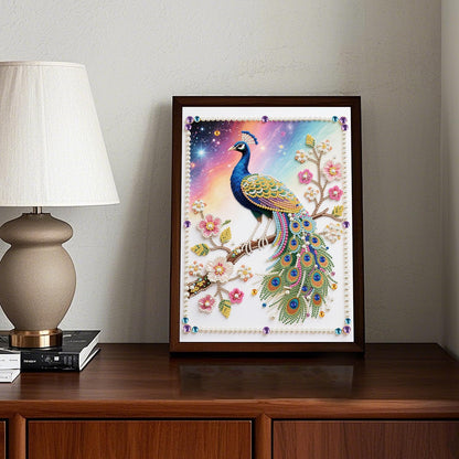 WSLWXSHM Pearl Diamond Painting Kits for Adults Peacock, 5D Special Shape Diamond Art Kits for Beginners, Crystal Rhinestones Diamond Painting for Home Wall Decoration Gift 12×16inch/30×40cm Animal